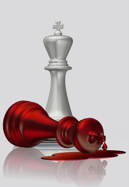 Crimă Misterioasă Regelui Șah Roșu Către Regele Alb Fundal Design — Fotografie, imagine de stoc