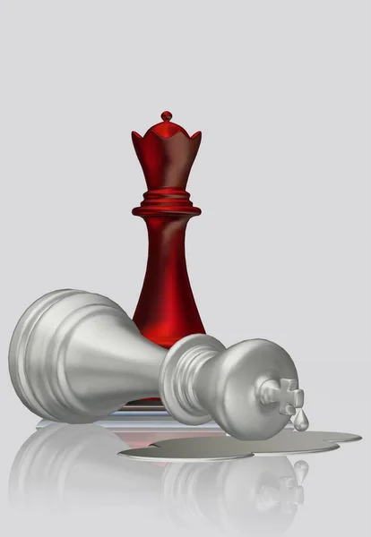 Tajemnicze Morderstwo Króla Szachów Przez Czerwoną Królową Tło Unikalny Design — Zdjęcie stockowe