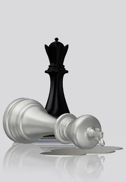 黒い女王によるホワイトチェスキングの謎の殺人 ユニークなデザイン — ストック写真