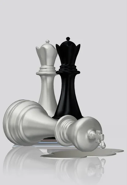Μυστηριώδης Δολοφονία Του Λευκού Σκακιού Βασιλιά Από Μαύρο Και Άσπρο — Φωτογραφία Αρχείου