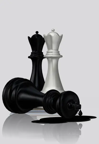 Mysterious Murder Black Chess King White Black Queens Antecedentes Design — Fotografia de Stock