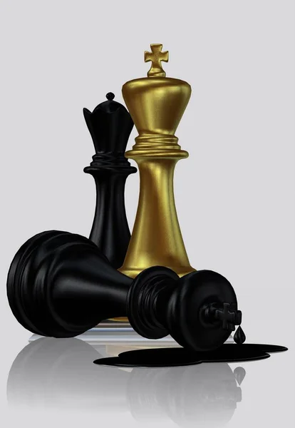 Misterioso Assassinato Rei Xadrez Negro Pelo Rei Ouro Rainha Negra — Fotografia de Stock