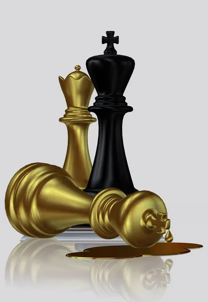 Misterioso Assassinato Rei Xadrez Ouro Pelo Rei Negro Rainha Ouro — Fotografia de Stock
