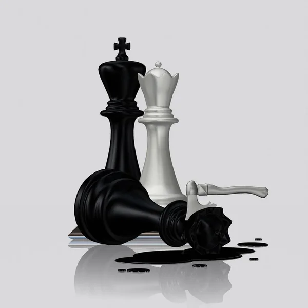 Crimă Misterioasă Reginei Șahului Negru Către Regina Albă Regele Negru — Fotografie, imagine de stoc