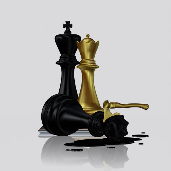 Crimă Misterioasă Reginei Șahului Negru Către Regina Aurie Regele Negru — Fotografie, imagine de stoc