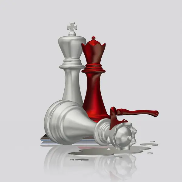 Crimă Misterioasă Reginei Șahului Alb Către Regina Roșie Regele Alb — Fotografie, imagine de stoc