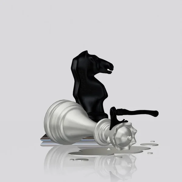 黒い騎士による白いチェスの女王の謎の殺人 ユニークなデザイン — ストック写真