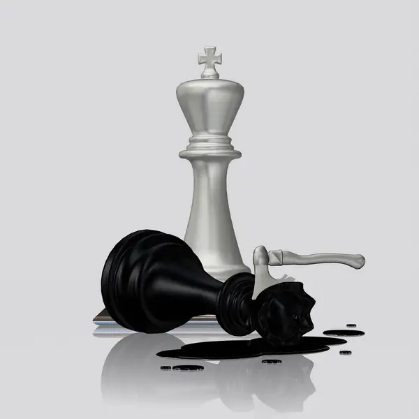 Crimă Misterioasă Reginei Șahului Negru Către Regele Alb Design Unic — Fotografie, imagine de stoc