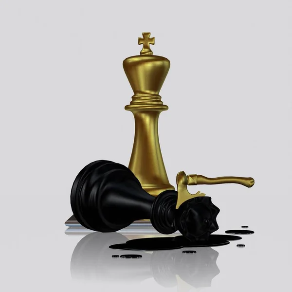 Crimă Misterioasă Reginei Șahului Negru Către Regele Aur Design Unic — Fotografie, imagine de stoc