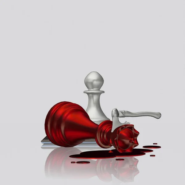 Beyaz Piyon Eşsiz Tasarım Arkaplan Tarafından Kırmızı Satranç Kraliçesinin Gizemli — Stok fotoğraf