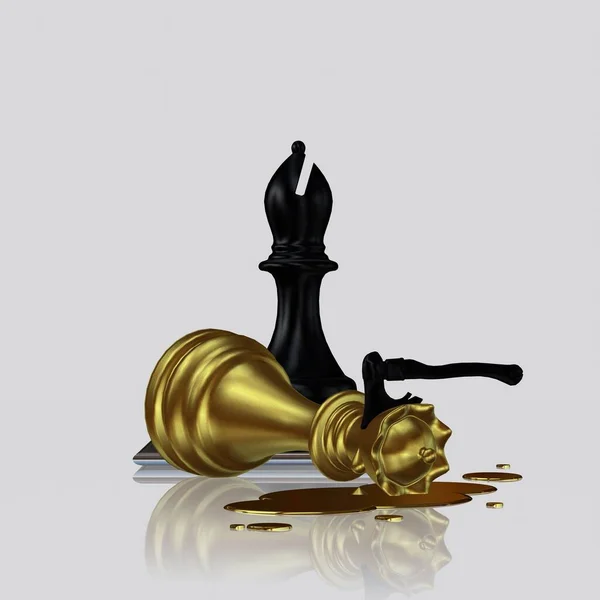 Mystiska Mord Gold Chess Queen Black Bishop Unik Design Bakgrund — Stockfoto