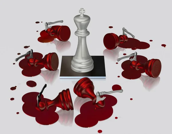 Uciderea Misterioasă Șahului Roșu Către Regele Alb Design Unic Fundal — Fotografie, imagine de stoc