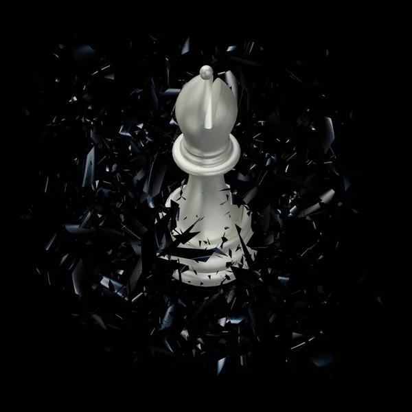 White Chess Bishop Black Glass Fragments Unik Abstrakt Design Lyxig — Stockfoto