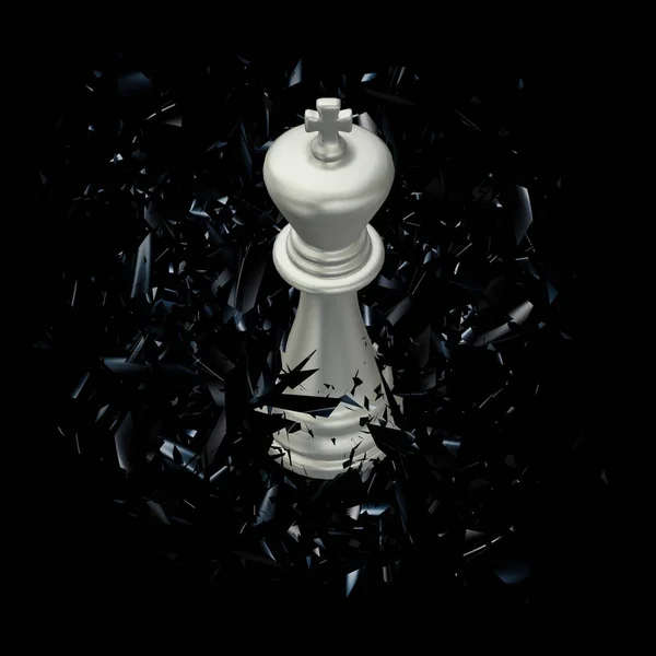 White Chess King Black Glass Fragments Unik Abstrakt Design Lyxig — Stockfoto