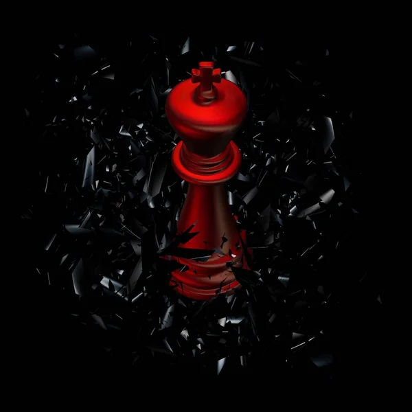 Red Chess King Black Glass Fragments Unik Abstrakt Design Lyxig — Stockfoto