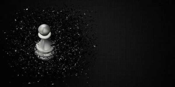 Luxusní Pozadí Bílým Šachovým Pěšcem Černém Skle Fragmenty Unikátní Abstraktní — Stock fotografie