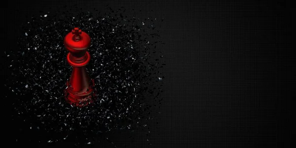 Luxusní Pozadí Červenými Šachy King Černém Skle Fragmenty Unikátní Abstraktní — Stock fotografie