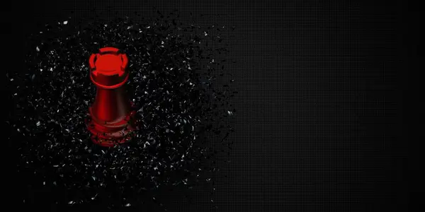 Розкішний Фон Червоною Шаховою Турою Чорному Склі Фрагменти Унікальний Абстрактний — стокове фото