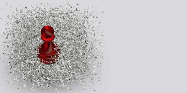 Luxus Háttér Piros Sakk Gyalogosan Fehér Üveg Töredékek Egyedi Absztrakt — Stock Fotó