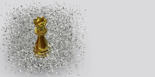 Роскошный Фон Золотой Шахматной Королевой Белых Очках Уникальный Абстрактный Дизайн — стоковое фото