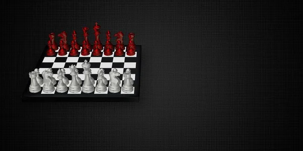 Σκούρο Φόντο Σκακιέρα Λευκά Και Κόκκινα Κομμάτια Μοναδική Αφηρημένη Σχεδίαση — Φωτογραφία Αρχείου