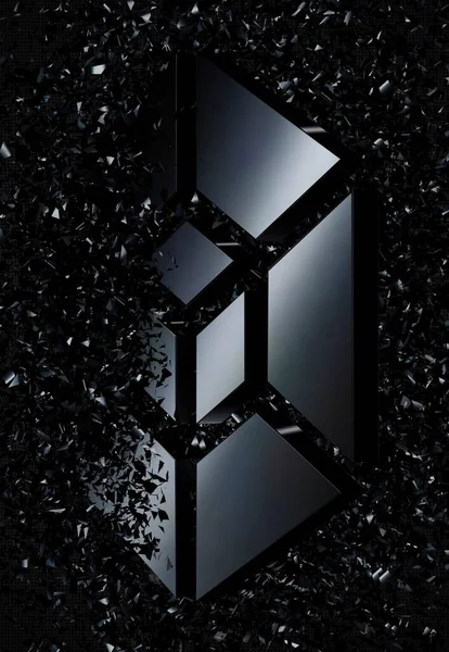 Tło Czarnymi Kształtami Geometrycznymi Szklanych Fragmentach Figury Tapety Unikalny Design — Zdjęcie stockowe