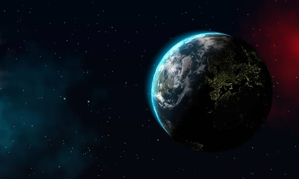 Terra Con Una Panoramica Dell Universo Stelle Sfondo Galassie Nuvolose — Foto Stock