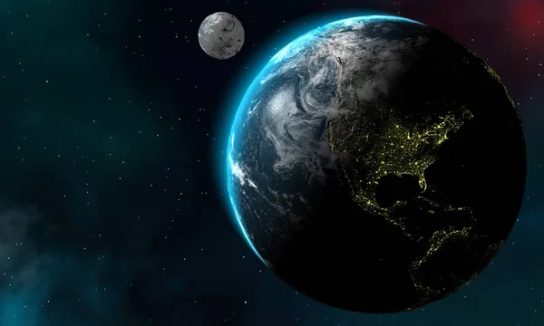 Terra Luna Con Una Panoramica Dell Universo Galassie Design Unico — Foto Stock