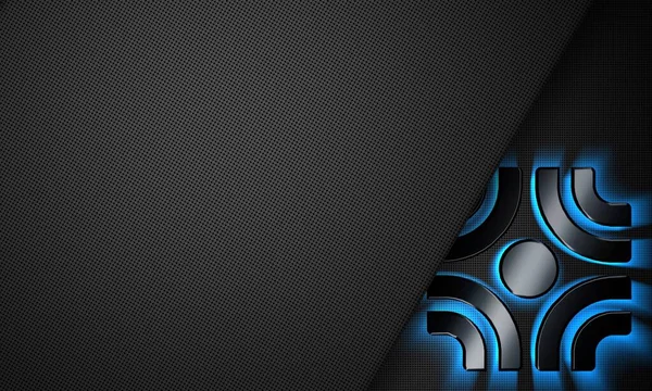 幾何学的な図 青いネオン ライト 抽象的な設計が付いている背景 — ストック写真
