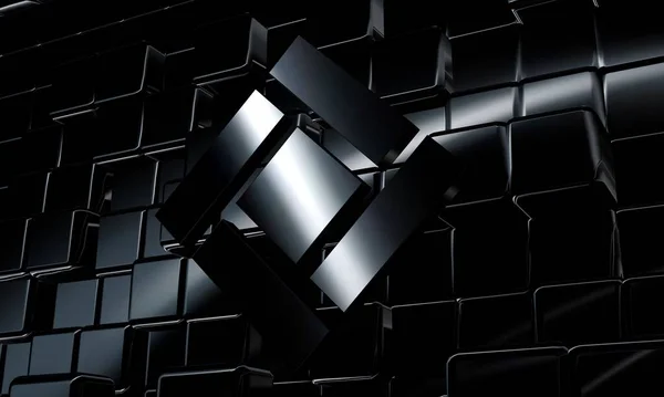 Фон Фигурами Абстрактный Дизайн Геометрические Фигуры Обои Черные Кубы — стоковое фото