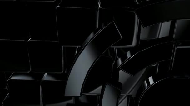 Černé Intro Pozadí Efektem Reflexe Geometrické Figurky Luxusní Styl Tvary — Stock video