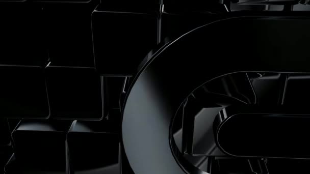 Чорний Фон Ефектом Відображення Формами Геометричними Фігурами Рендером Стилем Розкоші — стокове відео