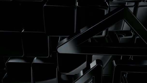 反射効果 ラグジュアリースタイル 幾何学図 3Dレンダー付きブラックインテロ背景 — ストック動画