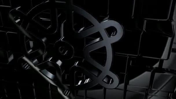 Intro Чорний Фон Ефектом Відображення Геометричними Фігурами Стилем Розкоші Формами — стокове відео