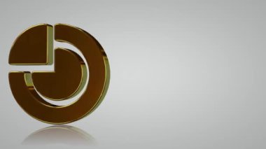 Altın Şekilli Beyaz Arkaplan, Eşsiz Tasarım, Geometrik Figürler, 3D Render, Ayna Yansıması