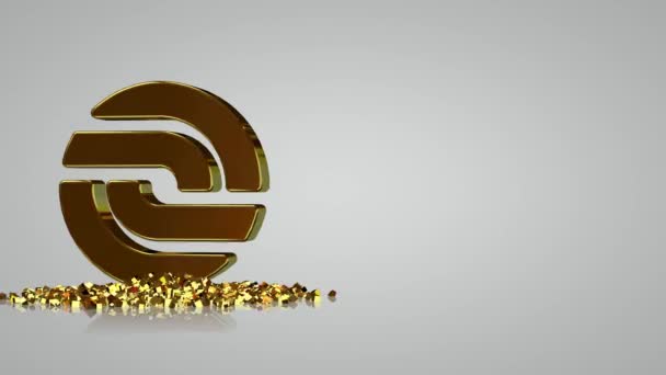 金の形 独特な設計 幾何学的な図 3Dレンダーが付いている白い背景 — ストック動画