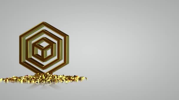 Witte Achtergrond Met Goudvormen Deeltjes Geometrische Figuren Uniek Ontwerp Render — Stockvideo