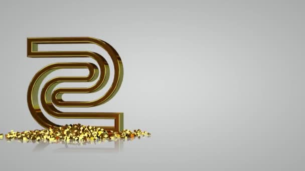 金の形 幾何学的な図 3Dレンダー 独特な設計が付いている白い背景 — ストック動画