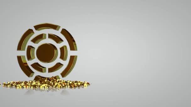 Weißer Hintergrund Mit Goldformen Teilchen Render Einzigartigem Design Geometrischen Figuren — Stockvideo