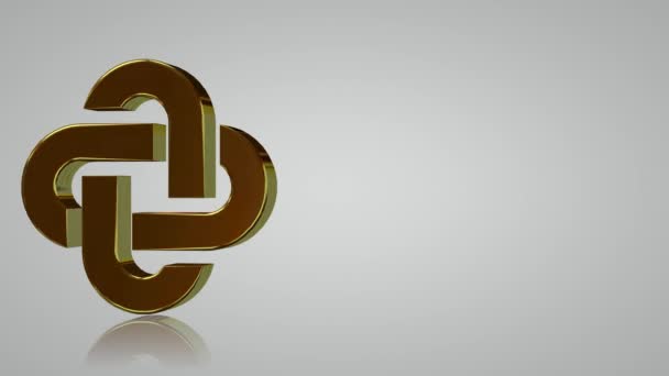 ゴールドシェイプ ユニークなデザイン ミラーリフレクション 3Dレンダリング — ストック動画