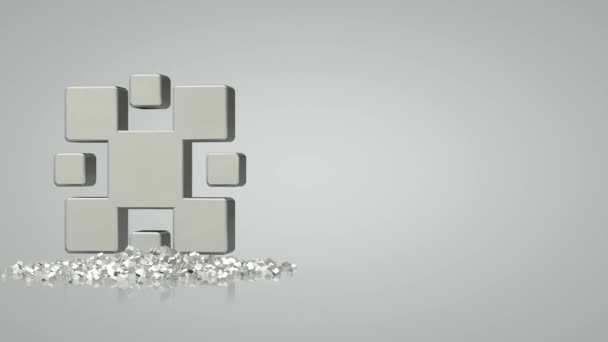 具有银形 几何形状 独特设计 3D渲染的白色背景 — 图库视频影像