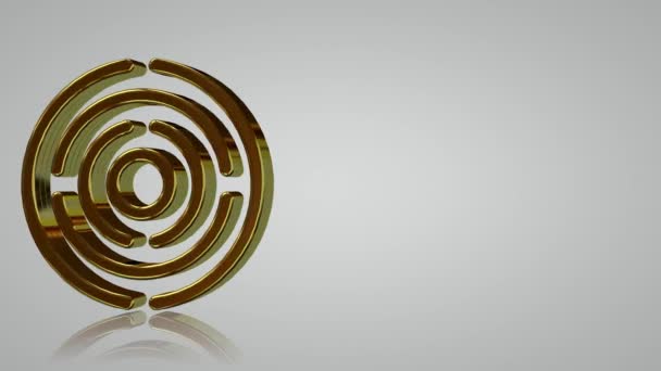 Altın Şekilli Beyaz Arkaplan Eşsiz Tasarım Render Geometrik Figürler Ayna — Stok video