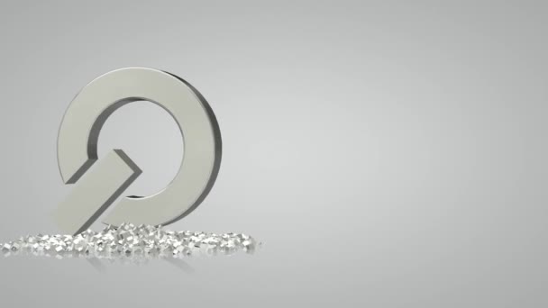 Gümüş Şekilli Beyaz Arkaplan Geometrik Figürler Parçacıklar Render Eşsiz Tasarım — Stok video