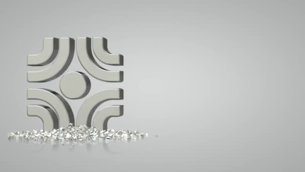 Witte Achtergrond Met Zilverkleurige Vormen Geometrische Figuren Render Deeltjes Uniek — Stockvideo