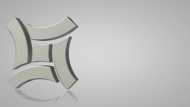 Bílé Pozadí Stříbrnými Tvary Vykreslování Geometrické Postavy Unikátní Design Zrcadlový — Stock video