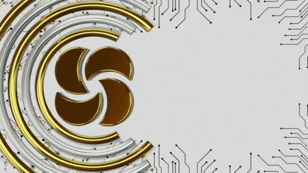 シルバーとゴールドの形をした白い背景 ユニークなデザイン 3Dレンダー — ストック動画