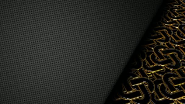 背景与黄金和黑色的形状 3D渲染 独特的设计 — 图库视频影像