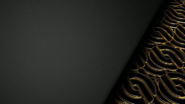 Фон Золотими Чорними Формами Відображенням Рендером Фігурами Унікальним Дизайном — стокове відео