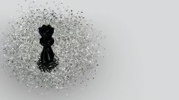 Luksusowe Tło Czarną Królową Szachów Białych Fragmentach Szkła Unikalny Design — Wideo stockowe