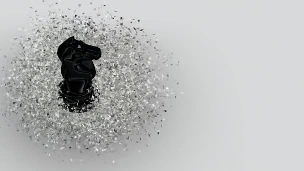 Luksusowe Tło Czarnym Rycerzem Szachowym Białych Fragmentach Szkła Unikalny Design — Wideo stockowe
